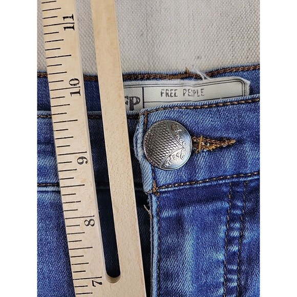 Free People Jeans Womens 26 29x27 Skinny Medium Blue Mid Rise Preppy Stretch - Picture 8 of 12